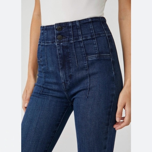 Free People We The Free Jayde Flare High Waist Stretch Denim Jeans Night Sky 32 - Picture 5 of 16